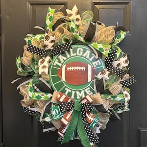 Football Front Door Wreath, Sports Wreath, Gift For Dad, Welcome Football Wreath, Rough Rider Themed Wreath, Sports Porch Decor