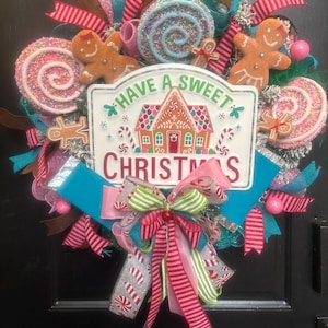 Gingerbread Front Door Weeath/ Christmas Wreath/ Candy Front Door Wreath/ Christmas Decor Wreath/ Winter Front Door Wreath/ Gingerbread