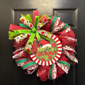 Green monster wreath, green monster wreaths, lime green Christmas wreath, Christmas green monster wreath, Christmas wreaths