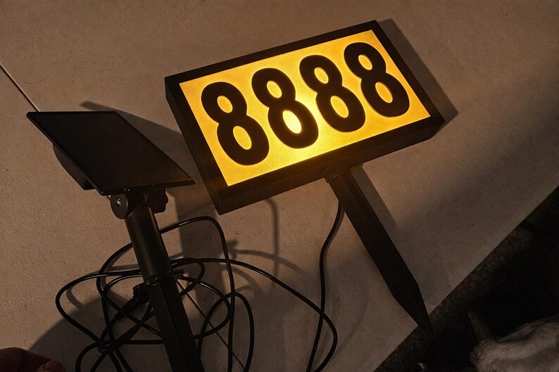 3D-printed custom outdoor illuminated Solar LED landscape address sign