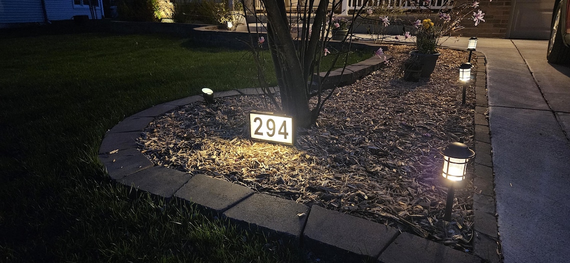 3D-printed custom outdoor illuminated 12V LED landscape address sign