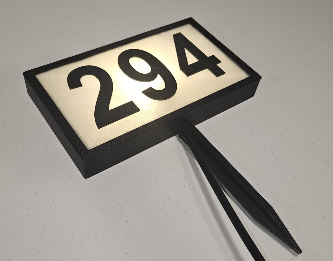 3D-printed custom outdoor illuminated 12V LED landscape address sign