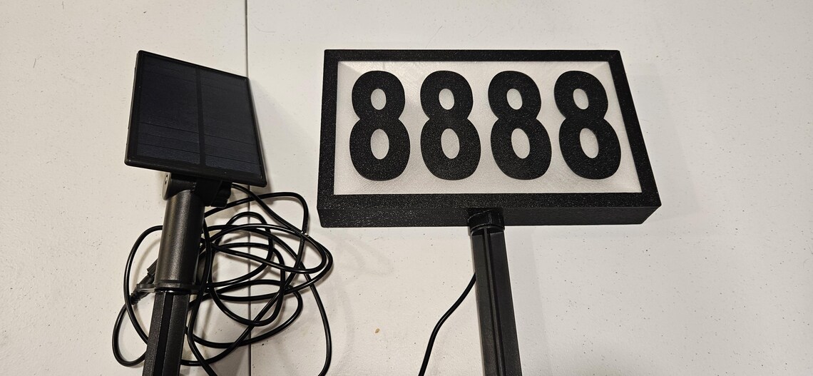 3D-printed custom outdoor illuminated Solar LED landscape address sign