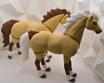 3D Printed Articulated Horse Figurine: Poseable Fidget Desk Toy, Custom Equestrian Gift