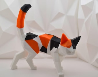 Customizable Walking Cat Puzzle – 3D Printed Magnetic Toy | Low Poly Decor, Unique Gift for Cat Lovers, Cute Animal Art Display