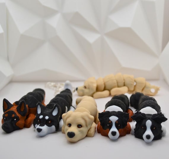3D Printed Articulated Dog Figurine: Poseable Fidget Pet Toy