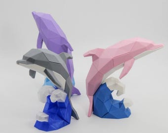 Magnetic Dolphin Puzzle, 3D Printed Low Poly Dolphin, Ocean Animal Desk Decor Gift