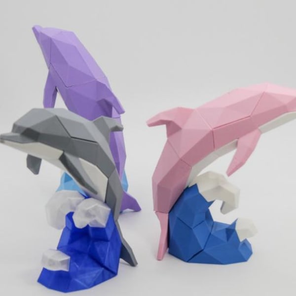 Magnetic Dolphin Puzzle, 3D Printed Low Poly Dolphin, Ocean Animal Desk Decor Gift