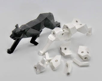 Rompecabezas magnético de pantera impreso en 3D: decoración de escritorio de baja poligonalidad, regalo de vida silvestre