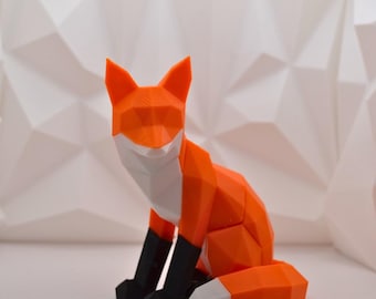 Rompecabezas magnético de zorro impreso en 3D: decoración de escritorio de baja poligonalidad, regalo de animales salvajes