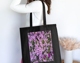 Bolso tote con estampado floral de azalea rosa: lona de algodón ecológica