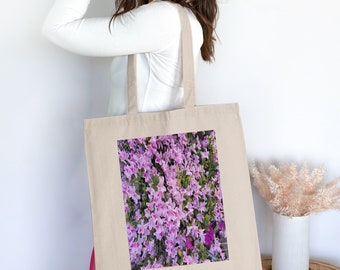 Floral Tote Bag Pink Azaleas Spring Bloom Eco-Friendly Reusable Shopping Bag Large Canvas Tote, Mother's Day Gift, Gardener Gift, Flowers