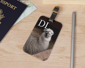Etiqueta de equipaje personalizada de Dolly Llama - Etiqueta de viaje con monograma personalizado