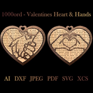 Valentines Heart & Hands Laser Cut Files, Valentine SVG, Card, Valentine Gift, DIY, DXF, Gift Laser, Xtool, Glowforge, Digital Download