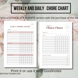 Chores chart printable, weekly chore chart adult, household chores, responsibility chart printable, kids chore chart, fantasy chore chart