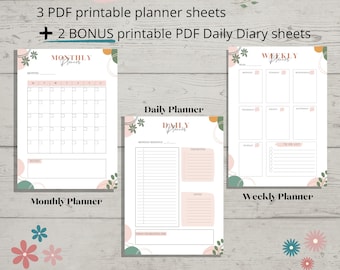 Boho Planner Bundle: Daily, Weekly, Monthly (Printable PDF)