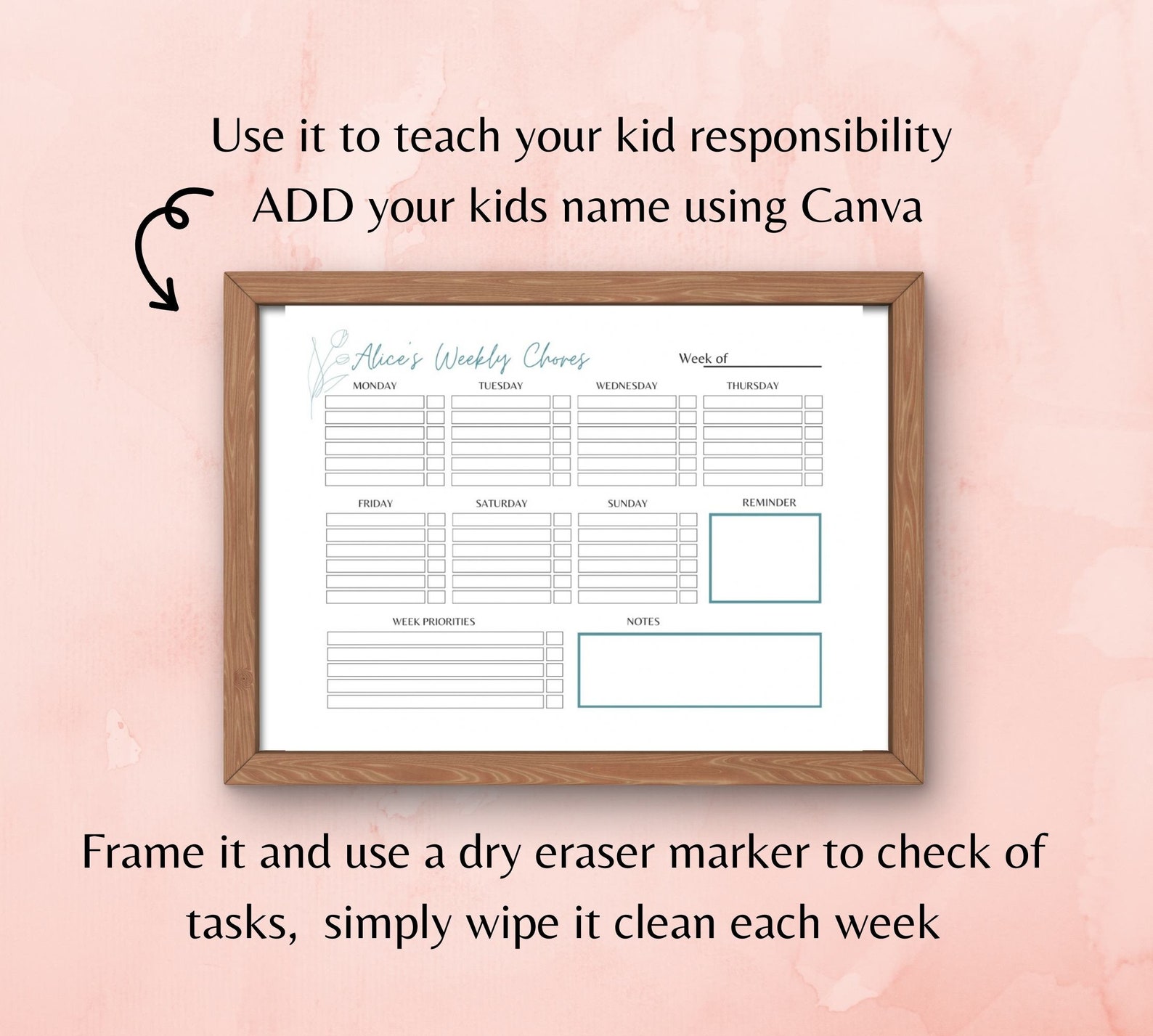 Kids Chore Chart Template Canva, Daily Weekly Responsibility Chart ...