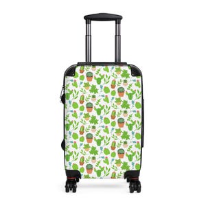 Succulent Suitcase Luggage | Potted Cactus Green Plant Pattern Travel Protector