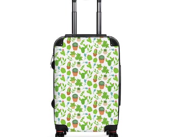 Succulent Suitcase Luggage | Potted Cactus Green Plant Pattern Travel Protector