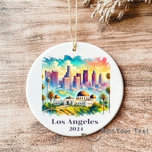 Los angeles ornament , Custom LA Cityscape Keepsake 2024, Souvenir Gift for LA Lovers  ,LA Skyline Holiday Decor
