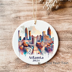 Atlanta Ornament Personalized - Custom Atlanta Skyline & Coca-Cola Christmas Ornament, ATL Souvenir Gift