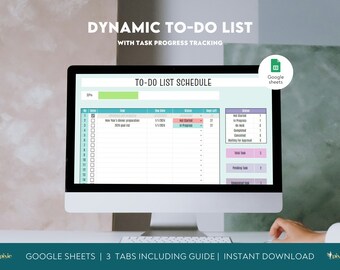 Dynamic To-Do List with Task Progress Tracking - Google Sheet Template | Productivity Tracker | 2024 To-Do List Tracker | Google Spreadsheet