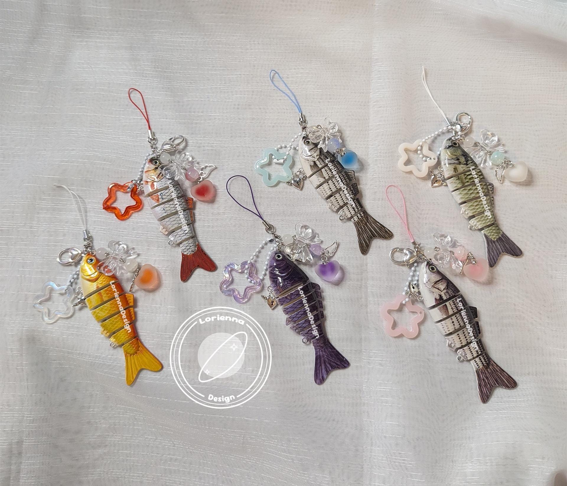 Perlen Fisch Köder Schlüsselanhänger: Handgemachter Schmuck Charm
