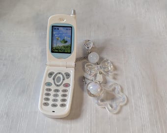 Flip Phone Beaded Keychain: Handmade Y2K Charm