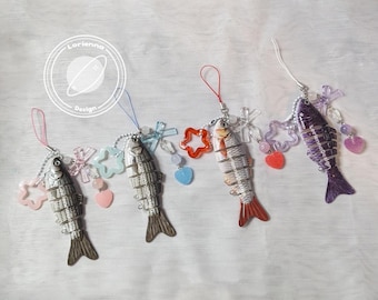 Handmade Fisch Schlüsselanhänger: Perlen Charm Schmuck