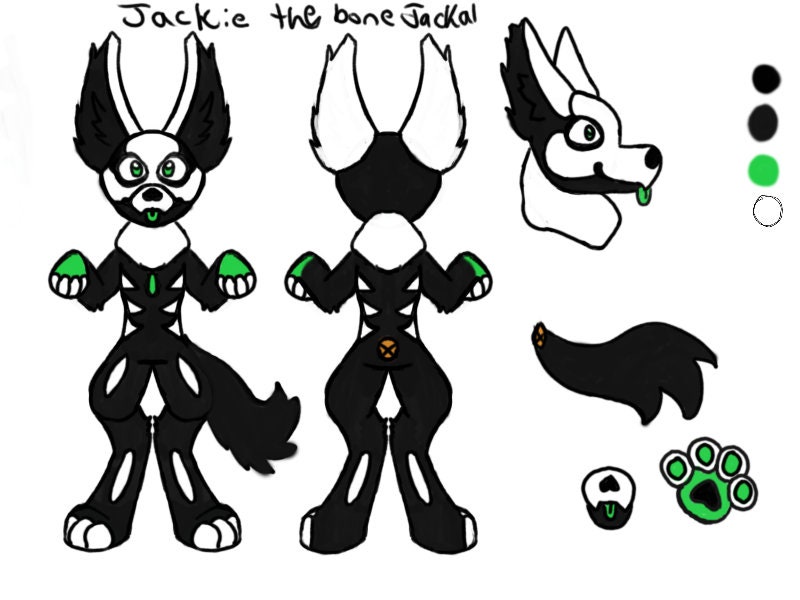 Jackal fursona adopt with skull markings cool, edgy, punk