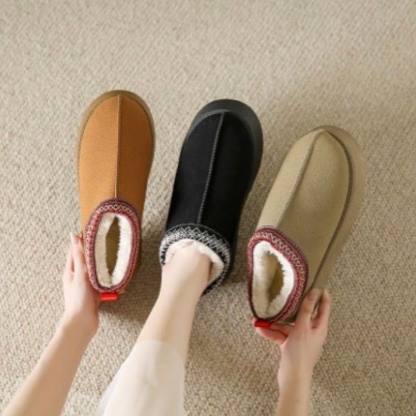 Womens Plush Half Slippers, Fleece and Cotton