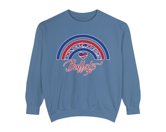 Buffalo Football Rainbow Unisex Garment-Dyed Sweatshirt