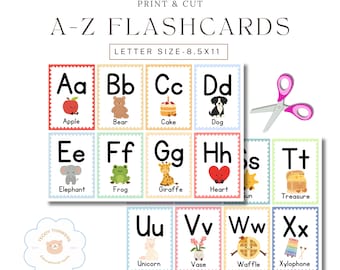 Druckbare Alphabet Karteikarten A–Z | Lernkarten für Kinder | Vorschule & Kindergarten Klassenzimmer Dekor