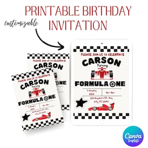 Formula One 1st Birthday Digital Invitation