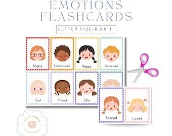 Karte mit Emotionen für Kinder | SEL Lernwerkzeug (Digitaler Download)