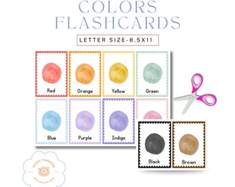Karteikarten Aquarell | Montessori Lernen (PDF Download 8,5x11)