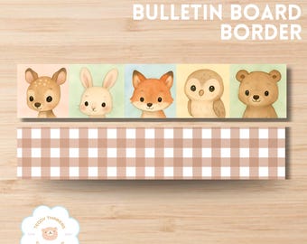 Waldtiere Pinnwand Bordüre – Druckbare Klassenzimmer Dekoration – Thema Gingham & Waldfreunde