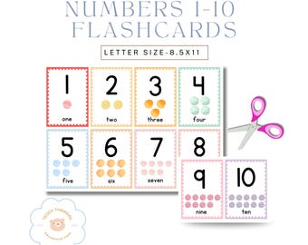 Watercolor Numbers 1–10 Flashcards | Preschool & Kindergarten Printable | Counting, Number Recognition, Early Math
