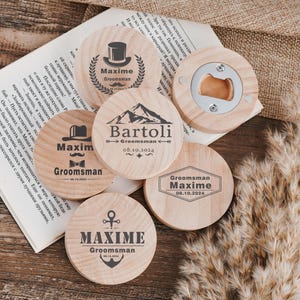 Custom logo engraved wooden magnet bottle opener,Personalized solid wood beer opener for party,Groomsman Gift,Best Man Gift