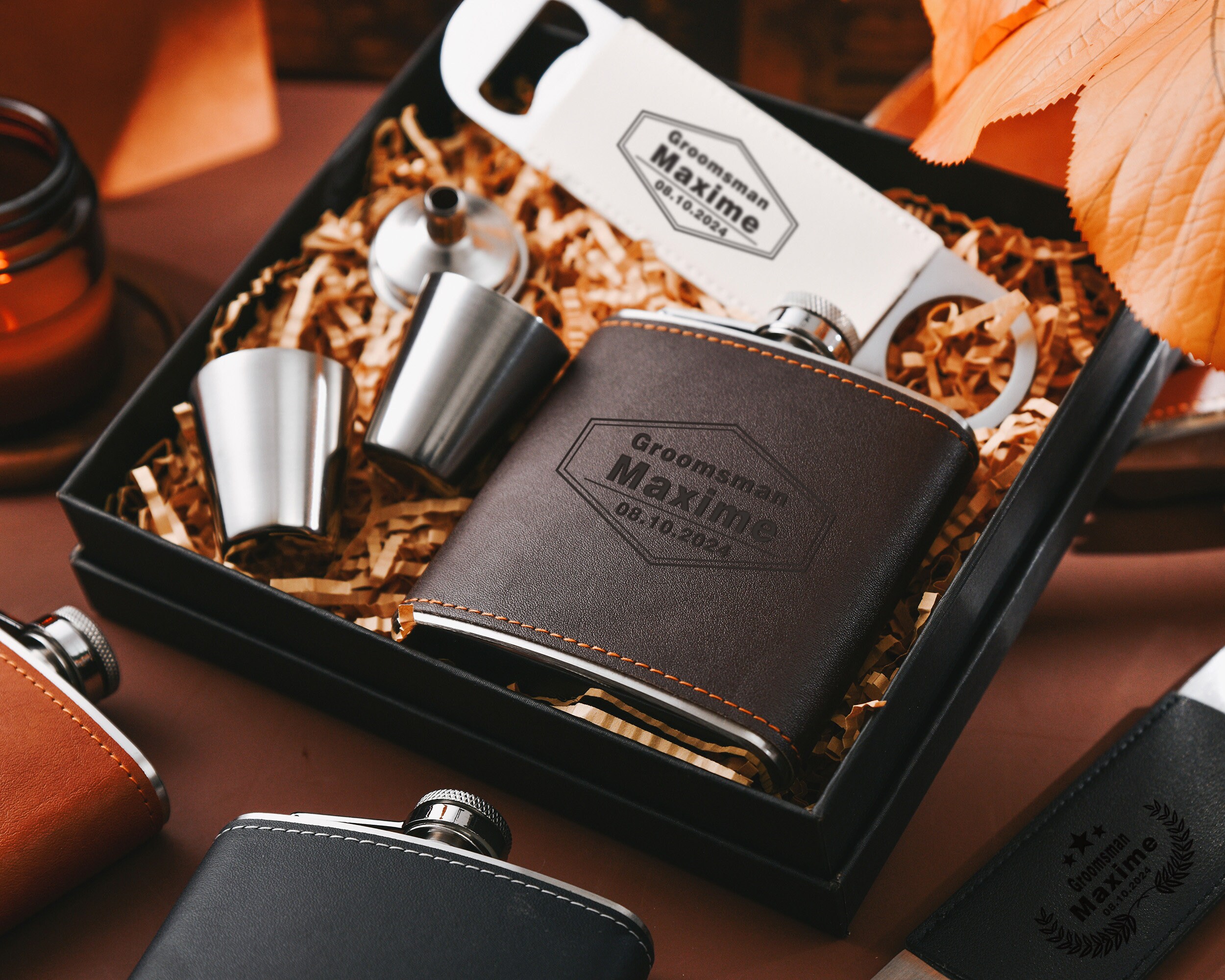 Personalized Flask Set for Groomsmen,custom Gift for Boyfriend or Personalized Flask Set for Groomsmen,custom Gift for Boyfriend or
