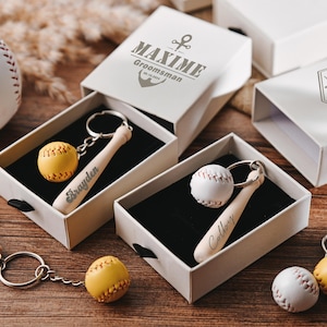 Llaveros de béisbol personalizados, regalos de béisbol, regalos para jugadores de equipo, minijuegos de béisbol personalizados, llaveros de mochila únicos, regalos para padrinos de boda.