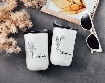Personalised Bridesmaids Tumbler with Lid, Bridesmaid Gifts Wine Tumbler, Custom Wine Tumbler Wedding Gift, Stainless Steel Cup Party Gifts