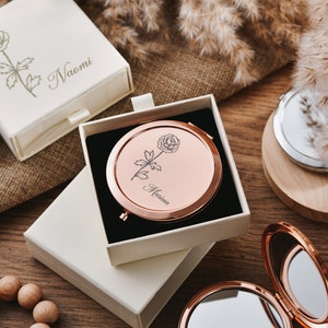 Customized Pocket Makeup Mirror Beautiful Wedding Gift Hen Party Gift Delicate Engraved Compact Mirror Bridesmaid Gifts image 4