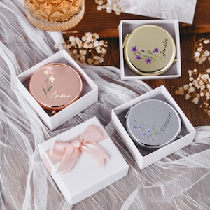 Delicate Compact Mirror - Bridesmaid Present - Customized Pocket Cosmetic Mirror