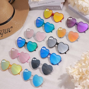 Stylish customizable holographic sunglasses,Unique Wedding Keepsake,Personalize Your Wedding Look with Love Heart Design!