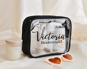 Maßgeschneiderte trendige transparente Kulturtasche – Reise-Make-up-Tasche, tolles Geschenk für Brautjungfern!