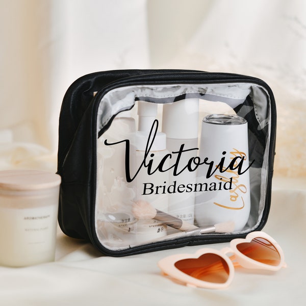 Custom Trendy Transparent Toiletry Case - Travel Makeup Bag , Great Gift for Bridesmaids!