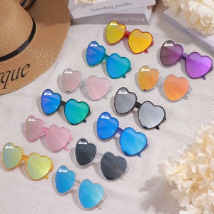 Stylish customizable holographic sunglasses,Unique Wedding Keepsake,Personalize Your Wedding Look with Love Heart Design!