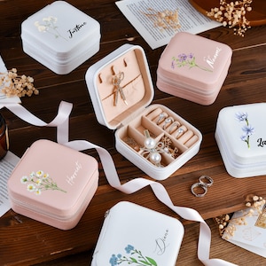 Portagioielli personalizzato, regali per lei, regali per feste di matrimonio, regalo di addio al nubilato, regalo per damigella d'onore, custodia per gioielli da viaggio