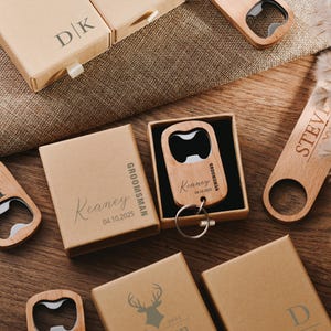 Engraved wooden keyring with bottle opener, Handcrafted personalized wood key fob